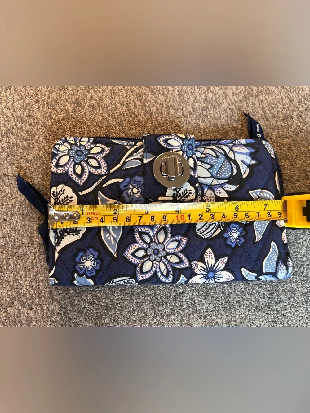 Vera Bradley Navy Blue Floral Quilted Turn-Lock Wallet